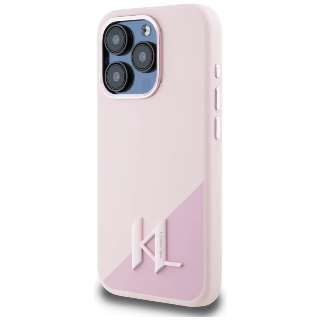 Чохол Karl Lagerfeld Silicone Shadow Metal Initial для iPhone 15 Pro Max Pink with MagSafe (KLHMP15XSCMKMPCP)