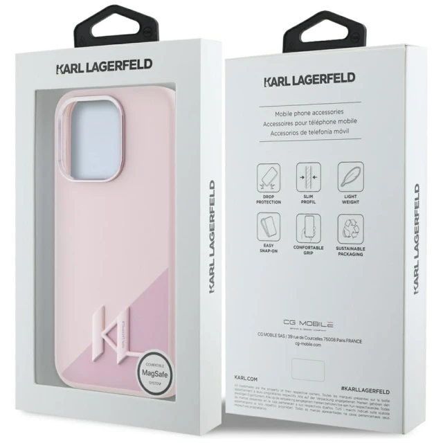 Чохол Karl Lagerfeld Silicone Shadow Metal Initial для iPhone 15 Pro Max Pink with MagSafe (KLHMP15XSCMKMPCP)