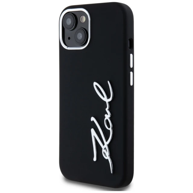 Чохол Karl Lagerfeld Silicone Metal Script Logo для iPhone 15 Black (KLHCP15SSCMSMVK)