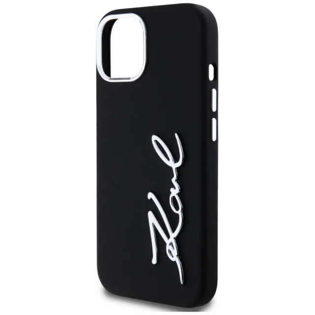 Чохол Karl Lagerfeld Silicone Metal Script Logo для iPhone 15 Black (KLHCP15SSCMSMVK)