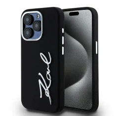 Чехол Karl Lagerfeld Silicone Metal Script Logo для iPhone 15 Pro Black (KLHCP15LSCMSMVK)