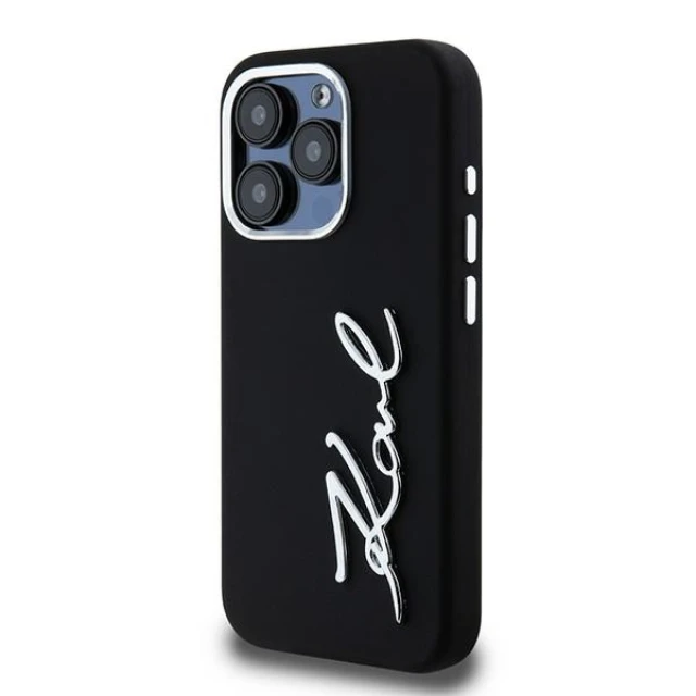 Чохол Karl Lagerfeld Silicone Metal Script Logo для iPhone 15 Pro Black (KLHCP15LSCMSMVK)