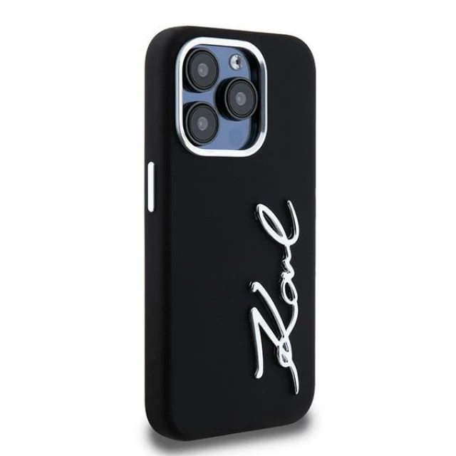 Чохол Karl Lagerfeld Silicone Metal Script Logo для iPhone 15 Pro Black (KLHCP15LSCMSMVK)