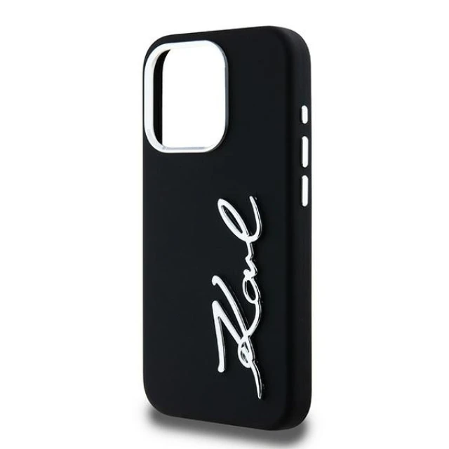 Чохол Karl Lagerfeld Silicone Metal Script Logo для iPhone 15 Pro Black (KLHCP15LSCMSMVK)