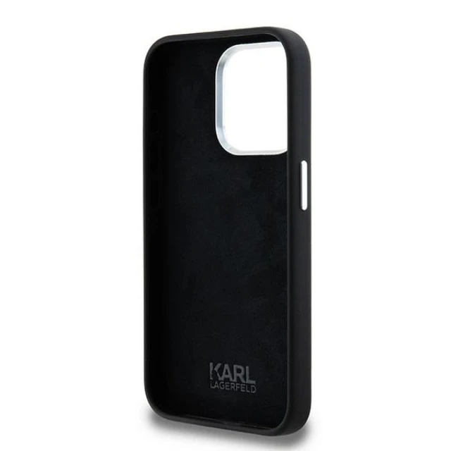 Чохол Karl Lagerfeld Silicone Metal Script Logo для iPhone 15 Pro Black (KLHCP15LSCMSMVK)