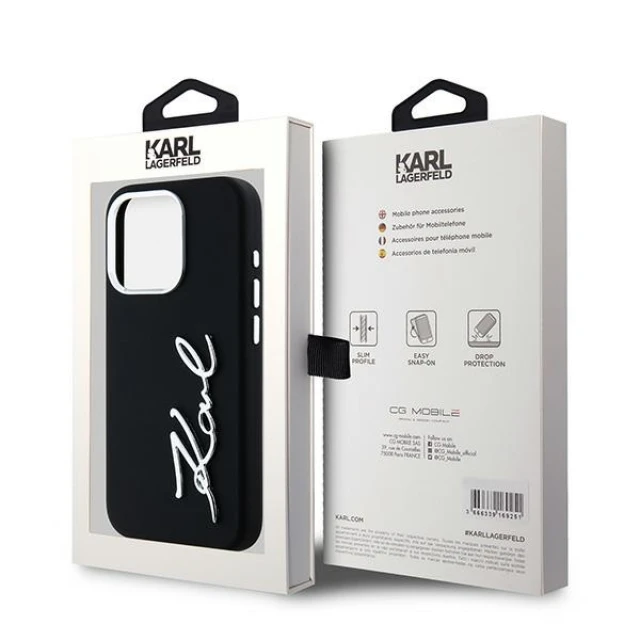 Чохол Karl Lagerfeld Silicone Metal Script Logo для iPhone 15 Pro Black (KLHCP15LSCMSMVK)
