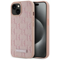 Чохол Karl Lagerfeld Leather Monogram Metal Logo для iPhone 15 Pink with MagSafe (KLHMP15SPKHPORPP)
