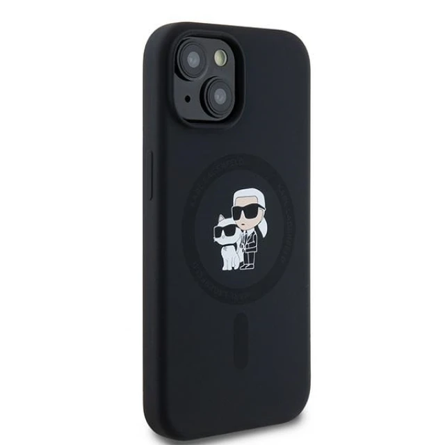 Чохол Karl Lagerfeld Silicone Karl & Choupette для iPhone 15 Plus | 14 Plus Black with MagSafe (KLHMP15MSCMKCRHK)