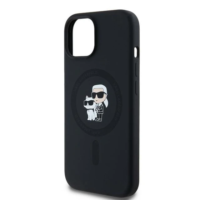 Чохол Karl Lagerfeld Silicone Karl & Choupette для iPhone 15 Plus | 14 Plus Black with MagSafe (KLHMP15MSCMKCRHK)