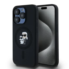 Чехол Karl Lagerfeld Silicone Karl & Choupette Ring для iPhone 15 Pro Black with MagSafe (KLHMP15LSCMKCRHK)
