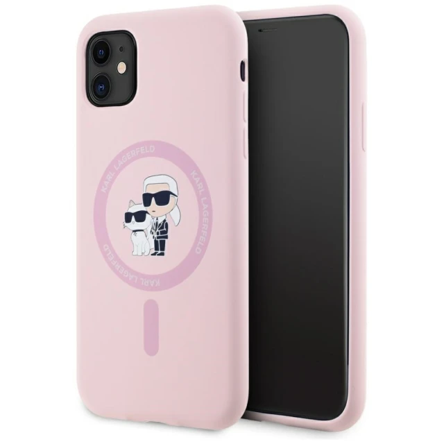 Чохол Karl Lagerfeld Silicone Karl & Choupette Ring для iPhone 11 Pink with MagSafe (KLHMN61SCMKCRHP)