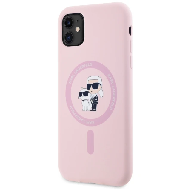 Чохол Karl Lagerfeld Silicone Karl & Choupette Ring для iPhone 11 Pink with MagSafe (KLHMN61SCMKCRHP)