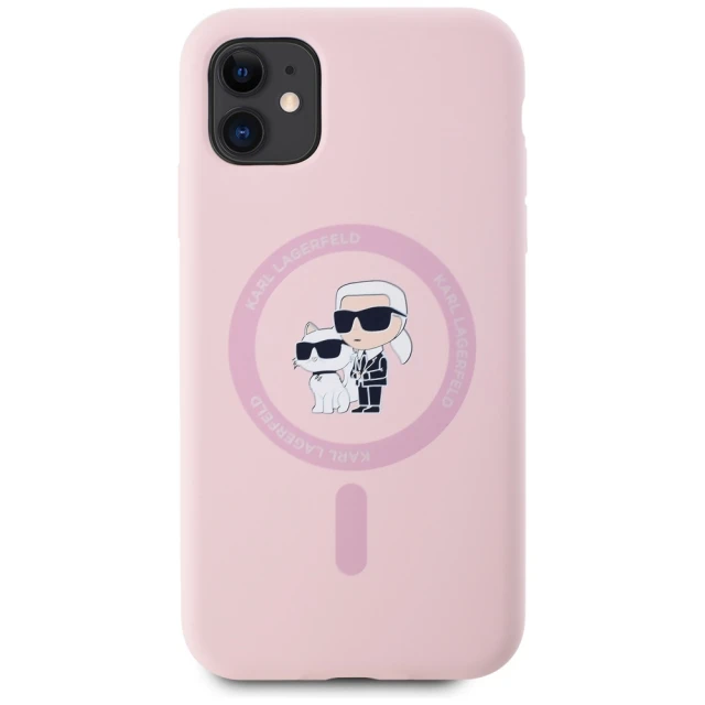 Чохол Karl Lagerfeld Silicone Karl & Choupette Ring для iPhone 11 Pink with MagSafe (KLHMN61SCMKCRHP)