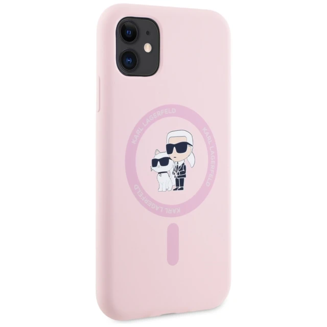 Чохол Karl Lagerfeld Silicone Karl & Choupette Ring для iPhone 11 Pink with MagSafe (KLHMN61SCMKCRHP)