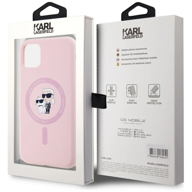 Чохол Karl Lagerfeld Silicone Karl & Choupette Ring для iPhone 11 Pink with MagSafe (KLHMN61SCMKCRHP)