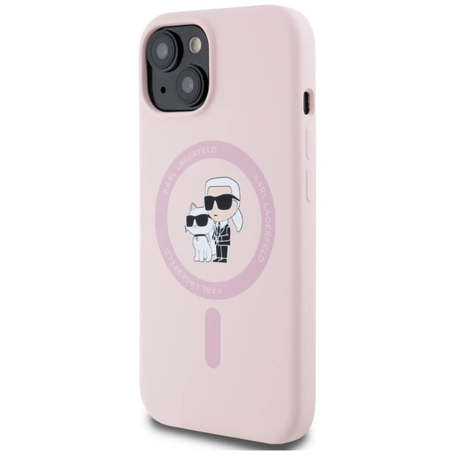 Чохол Karl Lagerfeld Silicone Karl & Choupette Ring для iPhone 15 Pink with MagSafe (KLHMP15SSCMKCRHP)