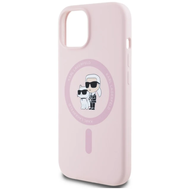 Чохол Karl Lagerfeld Silicone Karl & Choupette Ring для iPhone 15 Pink with MagSafe (KLHMP15SSCMKCRHP)
