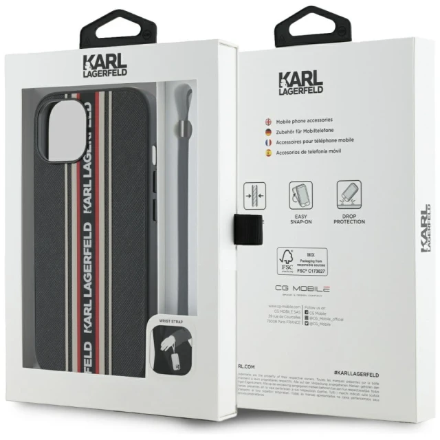 Чохол Karl Lagerfeld Saffiano Athleisure Stripes Cord для iPhone 15 Red (KLHCP15SPAMSCNSR)