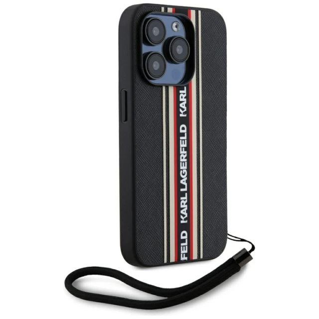 Чохол Karl Lagerfeld Saffiano Athleisure Stripes Cord для iPhone 15 Pro Red (KLHCP15LPAMSCNSR)