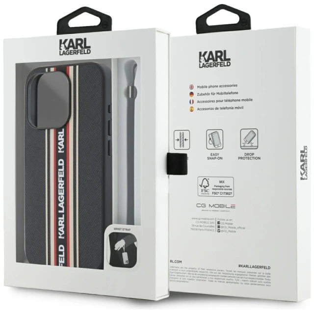 Чохол Karl Lagerfeld Saffiano Athleisure Stripes Cord для iPhone 15 Pro Max Red (KLHCP15XPAMSCNSR)
