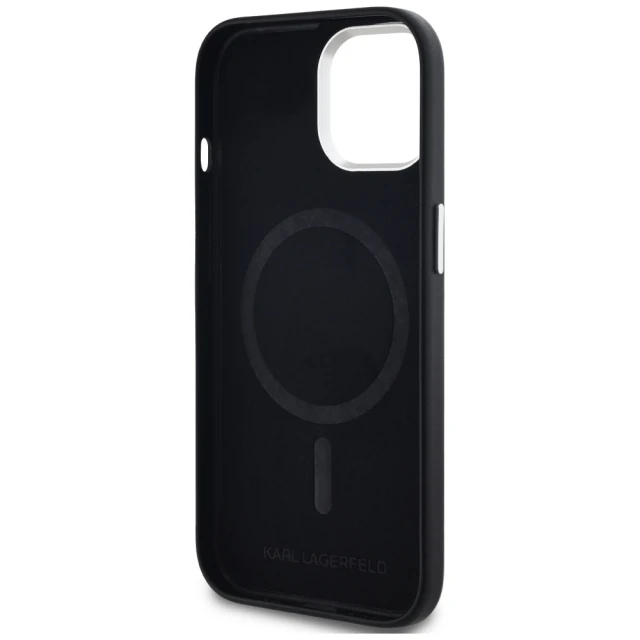 Чохол Karl Lagerfeld FW Metal Plate для iPhone 15 Black with MagSafe (KLHMP15SPGMSRPK)