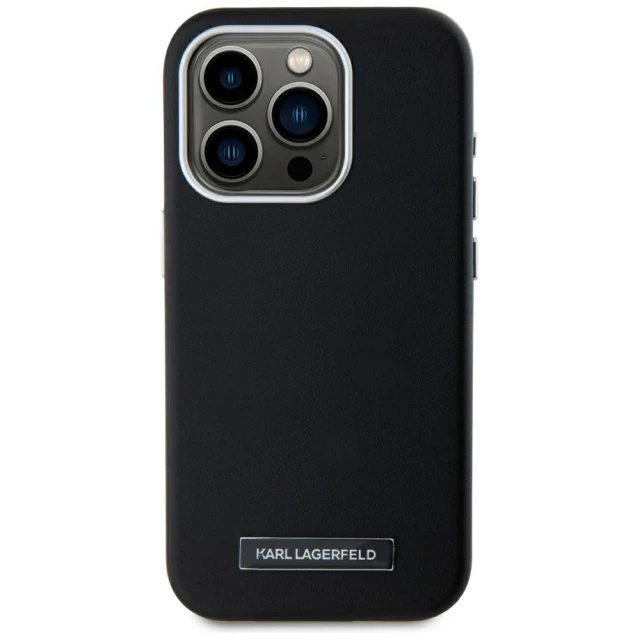 Чохол Karl Lagerfeld FW Metal Plate для iPhone 15 Pro Black with MagSafe (KLHMP15LPGMSRPK)