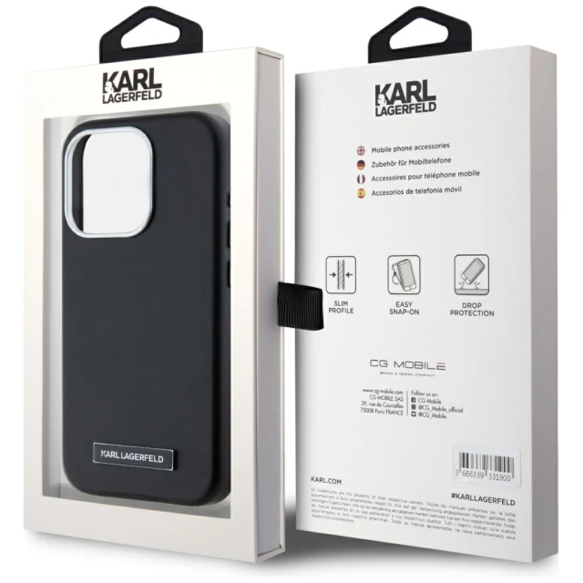 Чохол Karl Lagerfeld FW Metal Plate для iPhone 15 Pro Black with MagSafe (KLHMP15LPGMSRPK)