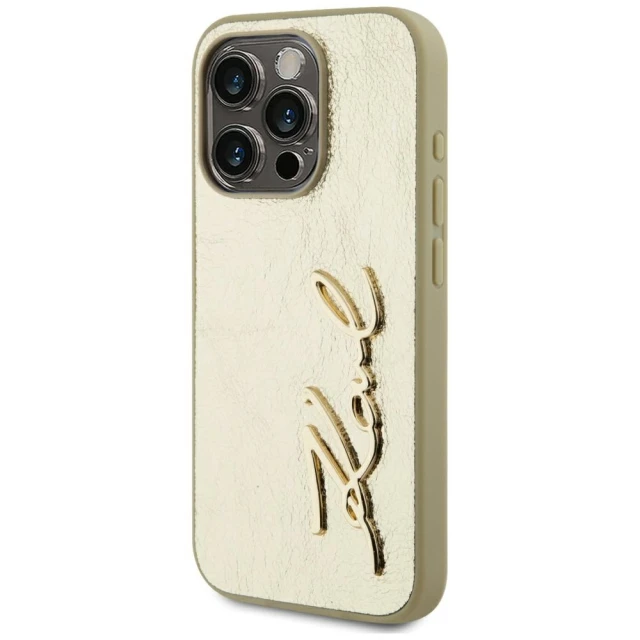 Чохол Karl Lagerfeld Metal Signature для iPhone 15 Pro Max Gold (KLHCP15XPFMFBKMD)