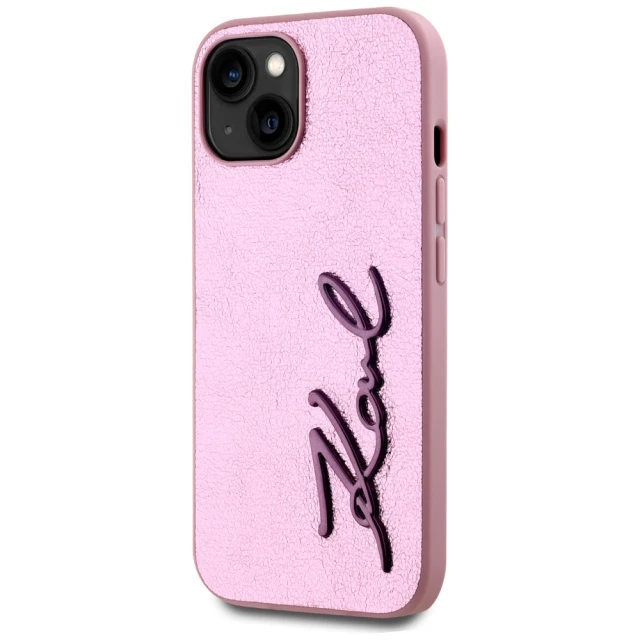 Чохол Karl Lagerfeld Metal Signature для iPhone 15 Pink (KLHCP15SPFMFBKMP)