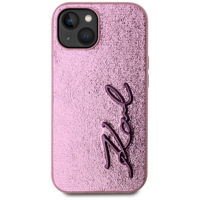 Чохол Karl Lagerfeld Metal Signature для iPhone 15 Pink (KLHCP15SPFMFBKMP)