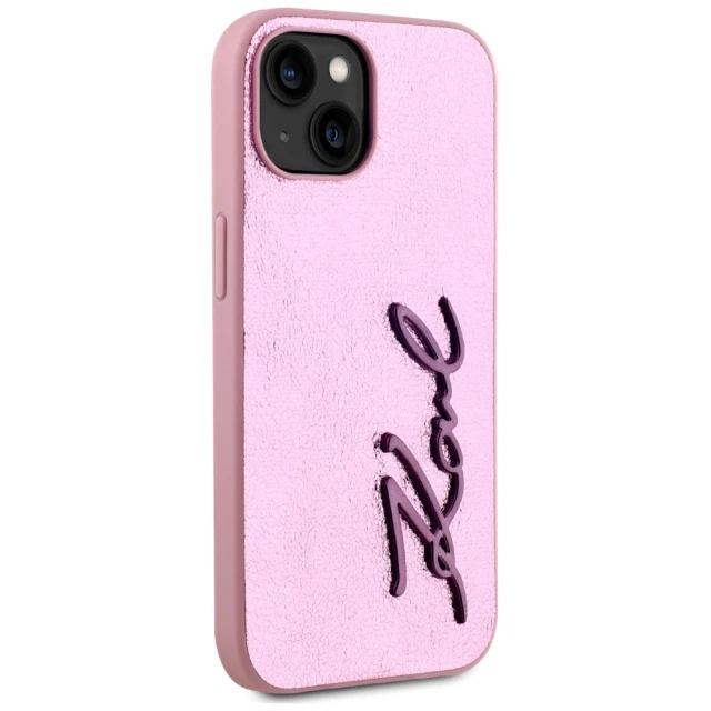 Чохол Karl Lagerfeld Metal Signature для iPhone 15 Pink (KLHCP15SPFMFBKMP)