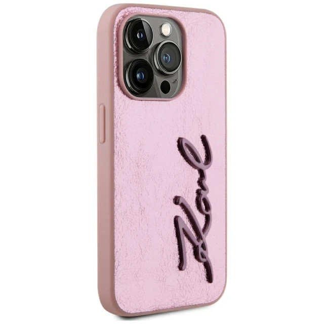 Чохол Karl Lagerfeld Metal Signature для iPhone 15 Pro Pink (KLHCP15LPFMFBKMP)