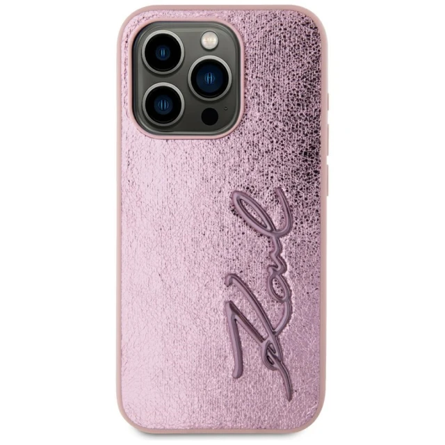Чохол Karl Lagerfeld Metal Signature для iPhone 15 Pro Max Pink (KLHCP15XPFMFBKMP)