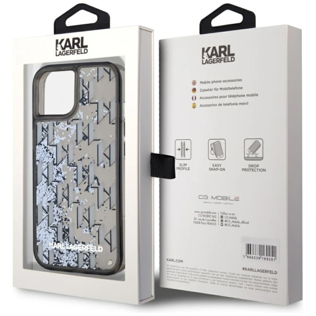 Чохол Karl Lagerfeld Liquide Glitter Monogram Gradient для iPhone 15 Black (KLHCP15SLKLGKCCK)