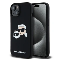 Чохол Karl Lagerfeld Silicone Karl & Choupette Head для iPhone 15 Black with MagSafe (KLHMP15SSKCHPPLK)
