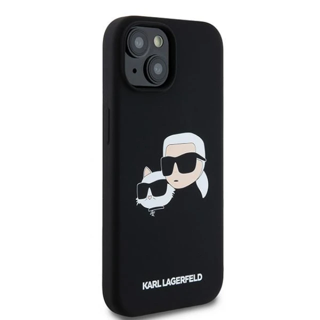 Чохол Karl Lagerfeld Silicone Karl & Choupette Head для iPhone 15 Black with MagSafe (KLHMP15SSKCHPPLK)