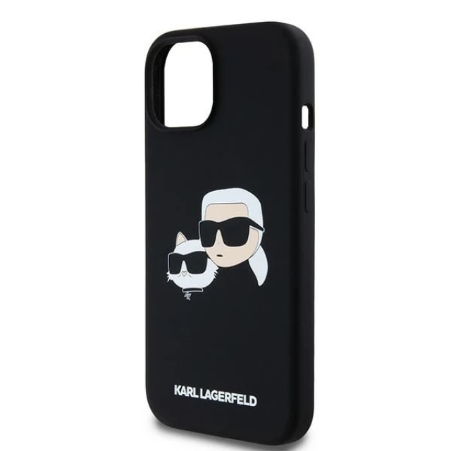 Чохол Karl Lagerfeld Silicone Karl & Choupette Head для iPhone 15 Black with MagSafe (KLHMP15SSKCHPPLK)