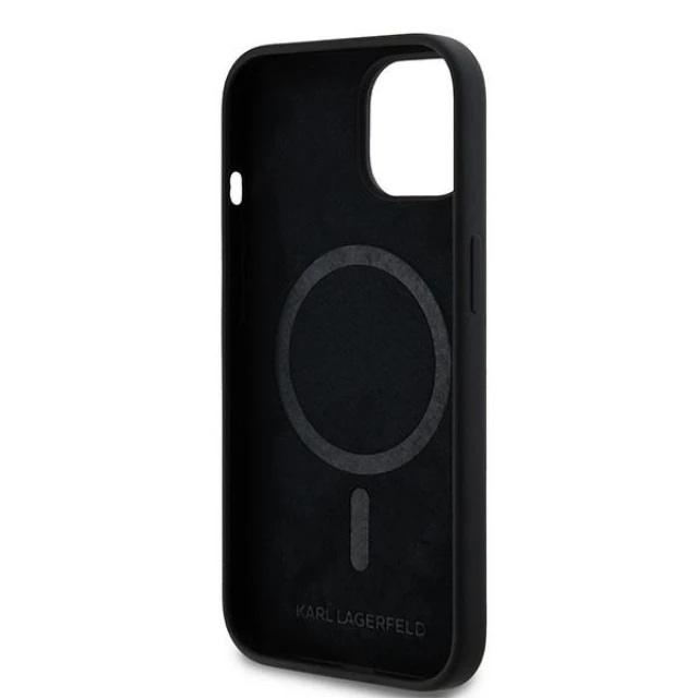 Чохол Karl Lagerfeld Silicone Karl & Choupette Head для iPhone 15 Black with MagSafe (KLHMP15SSKCHPPLK)