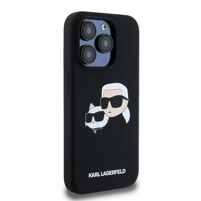 Чохол Karl Lagerfeld Silicone Karl & Choupette Head для iPhone 15 Pro Black with MagSafe (KLHMP15LSKCHPPLK)