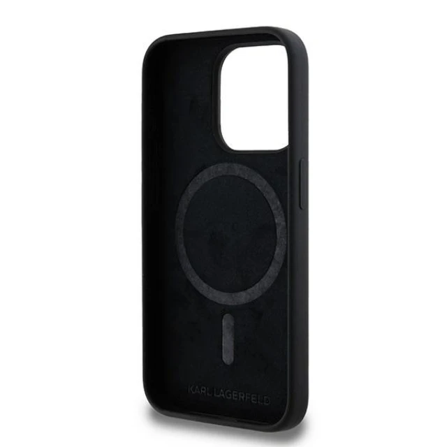 Чохол Karl Lagerfeld Silicone Karl & Choupette Head для iPhone 15 Pro Black with MagSafe (KLHMP15LSKCHPPLK)