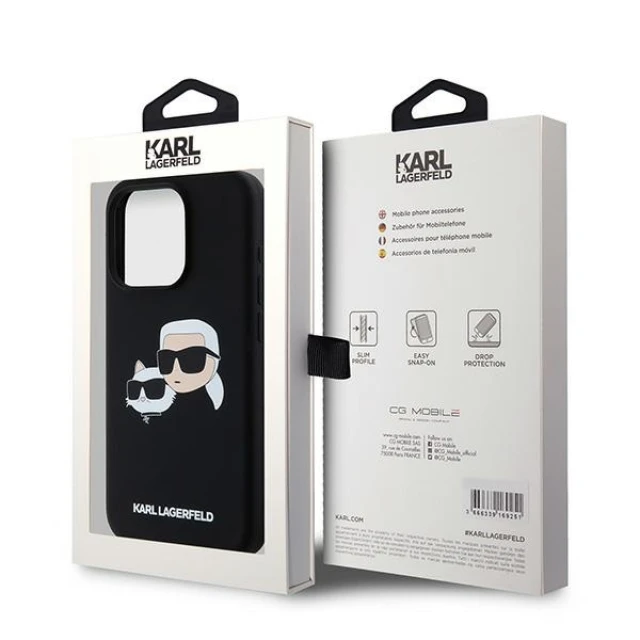 Чохол Karl Lagerfeld Silicone Karl & Choupette Head для iPhone 15 Pro Black with MagSafe (KLHMP15LSKCHPPLK)