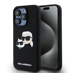 Чохол Karl Lagerfeld Silicone Karl & Choupette Head для iPhone 15 Pro Max Black with MagSafe (KLHMP15XSKCHPPLK)