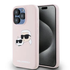 Чохол Karl Lagerfeld Silicone Karl & Choupette Head для iPhone 15 Pro Max Pink with MagSafe (KLHMP15XSKCHPPLP)