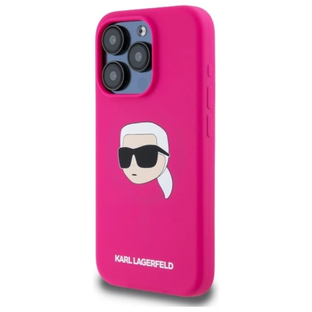 Чохол Karl Lagerfeld Silicone Karl Head для iPhone 15 Pro Fuschia with MagSafe (KLHMP15LSKHPPLF)