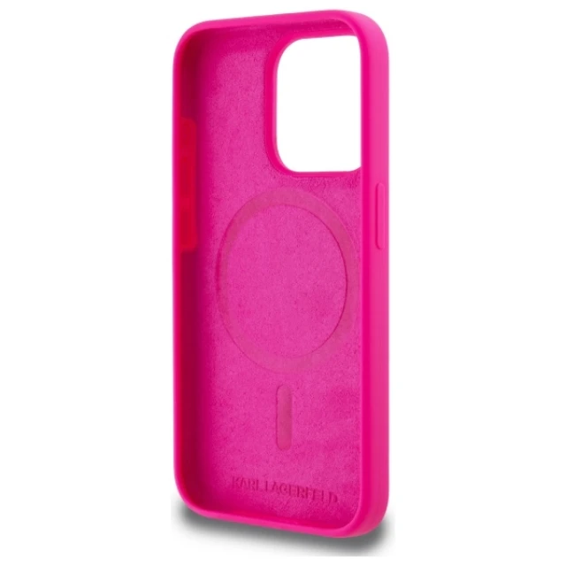 Чохол Karl Lagerfeld Silicone Karl Head для iPhone 15 Pro Fuschia with MagSafe (KLHMP15LSKHPPLF)