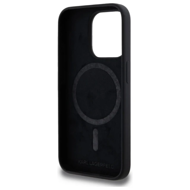 Чохол Karl Lagerfeld Silicone Karl Head для iPhone 15 Pro Black with MagSafe (KLHMP15LSKHPPLK)