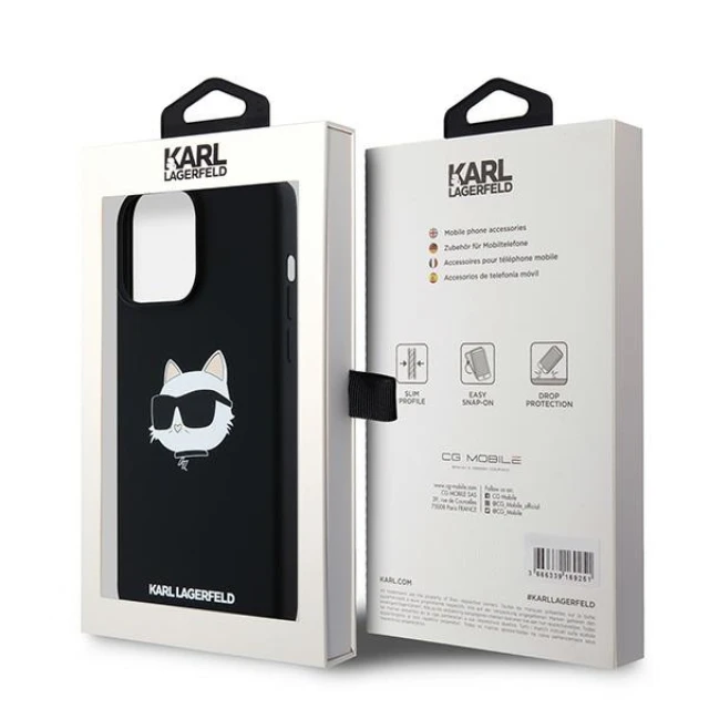 Чохол Karl Lagerfeld Silicone Choupette Head для iPhone 15 Pro Black with MagSafe (KLHMP15LSCHPPLK)