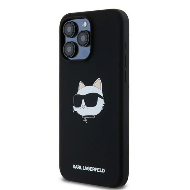 Чохол Karl Lagerfeld Silicone Choupette Head для iPhone 15 Pro Max Black with MagSafe (KLHMP15XSCHPPLK)