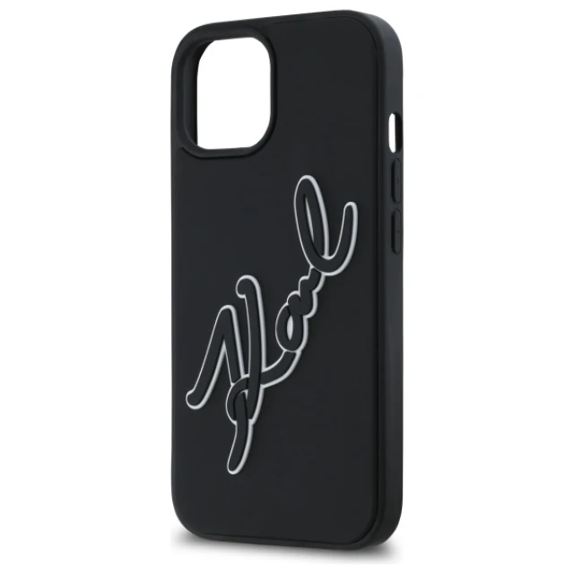 Чохол Karl Lagerfeld 3D Rubber Bicolor Signature для iPhone 15 Black (KLHCP15S3DRKSDLK)