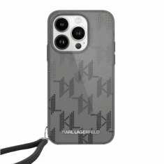 Чехол Karl Lagerfeld IML Mono KL Pattern & Cord для iPhone 15 Pro Black (KLHCP15SHKDPNSK)